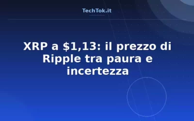 XRP a $1,13: il prezzo di Ripple tra paura e incertezza