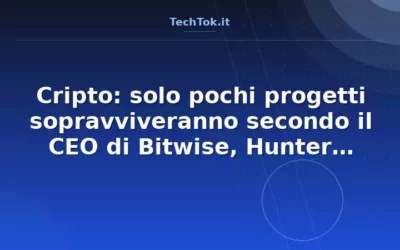 Cripto: solo pochi progetti sopravviveranno secondo il CEO di Bitwise, Hunter Horsley
