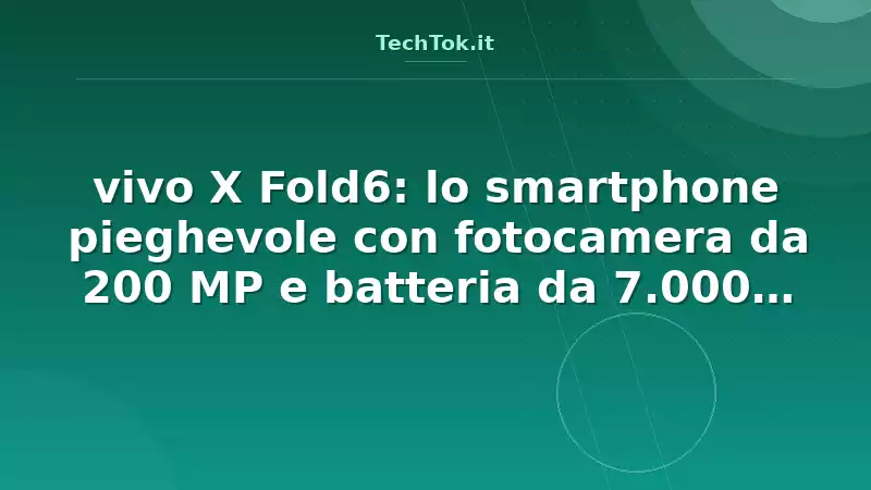 vivo X Fold6: lo smartphone pieghevole con fotocamera da 200 MP e batteria da 7.000 mAh
