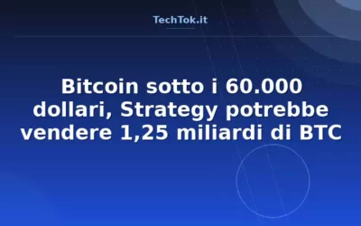 Bitcoin sotto i 60.000 dollari, Strategy potrebbe vendere 1,25 miliardi di BTC