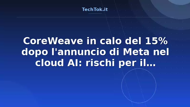 CoreWeave in calo del 15% dopo l'annuncio di Meta nel cloud AI: rischi per il backlog
