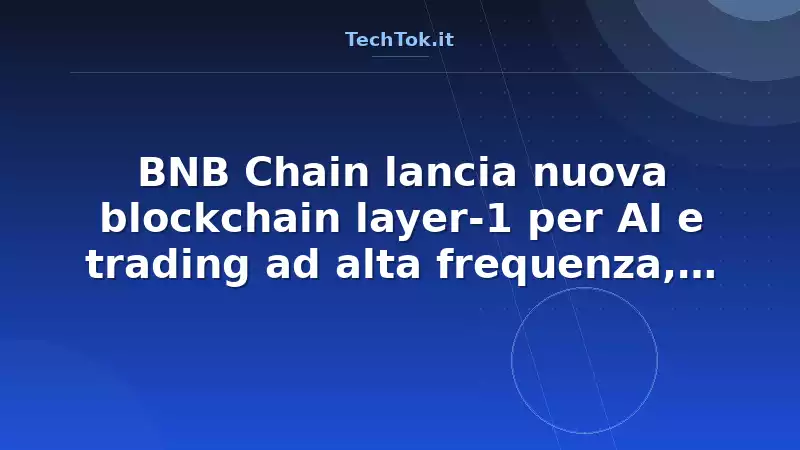 BNB Chain lancia nuova blockchain layer-1 per AI e trading ad alta frequenza, BNB Chain…