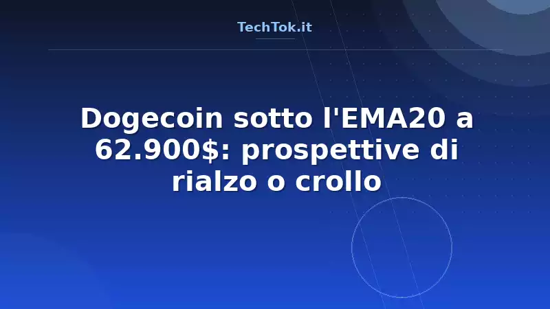 Dogecoin sotto l'EMA20 a 62.900$: prospettive di rialzo o crollo