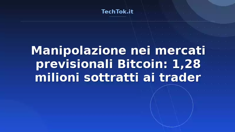 Manipolazione nei mercati previsionali Bitcoin: 1,28 milioni sottratti ai trader