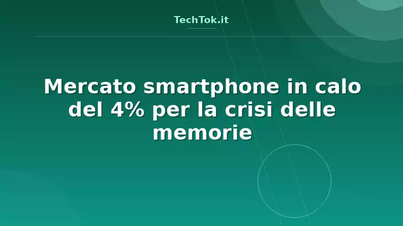 Mercato smartphone in calo del 4% per la crisi delle memorie