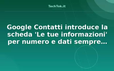 Google Contatti introduce la scheda ‘Le tue informazioni’ per numero e dati sempre acce…