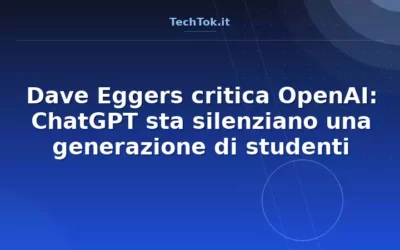 Dave Eggers critica OpenAI: ChatGPT sta silenziano una generazione di studenti