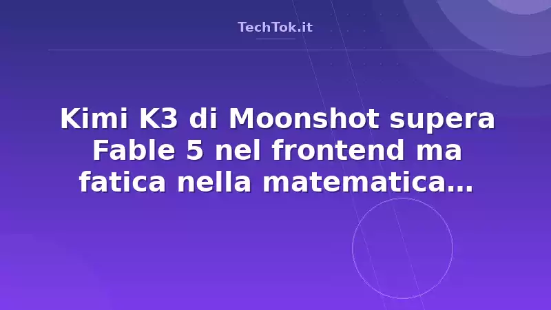 Kimi K3 di Moonshot supera Fable 5 nel frontend ma fatica nella matematica avanzata