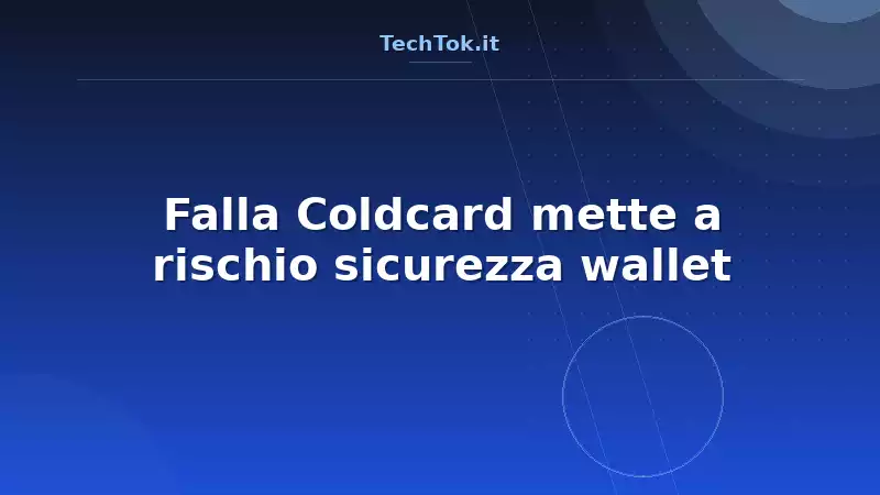 Falla Coldcard mette a rischio sicurezza wallet